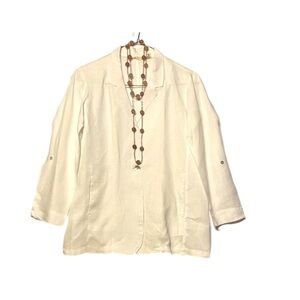 Classic White Linen Blazer Y2K Cruise Beachy Resort Women’s L